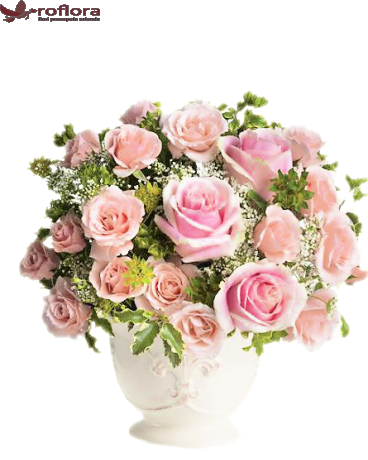 Charmant - Buchet din trandafiri si minirose roz