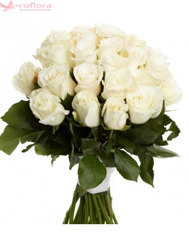 White Bloom - Buchet de 23 trandafiri alb crem