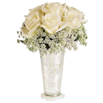 Splendoare in alb - Buchet cu 7 trandafiri albi si gypsophila