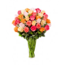 Veselie Pura – Buchet din 33 trandafiri multicolori